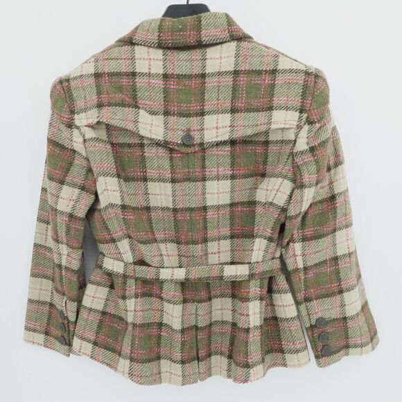 Express Blazer Sz 8 Beige Plaid Y2K Preppy Academia Equestrian English Country - Picture 2 of 13